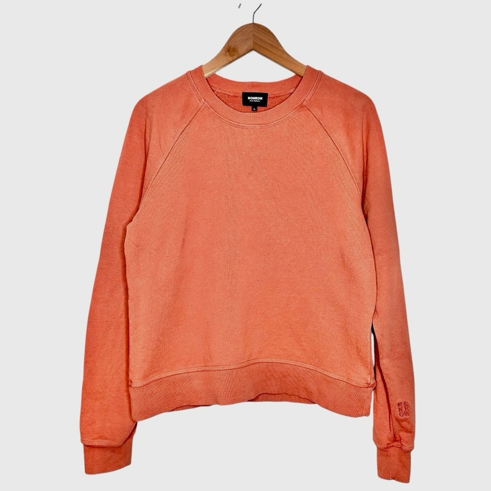 MONROW Georgia Peach Organic Cotton Raglan Sleeve Crewneck Sweatshirt - Picture 9 of 9